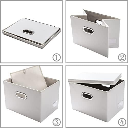 Leather Foldable Storage Bins with Lids,Closet Storage Boxes 40L - Image 5