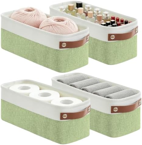 Small Fabric Storage Baskets, 4 Pack Narrow Storage Bins, 15x6x5in by Bagnizer