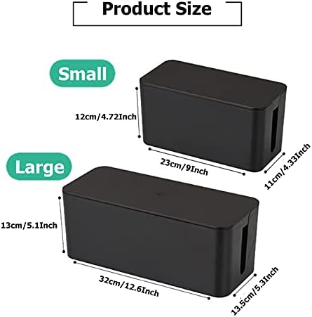 Cable Management Box,Power Cover Surge Protector for Desk Small Black - Image 2