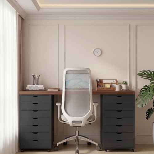 7 Drawer File Cabinet, Under Desk Storage Drawers with Wheels, Black - Image 2