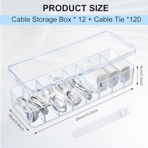 Tatuo Cord Organizer Box with Lid, Clear, 12 Pack - Image 2