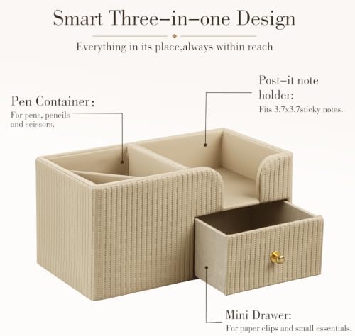 Desk Organizer with Drawer,Pencil Pen Holder for Desk,Sticky Note Holder - Image 4