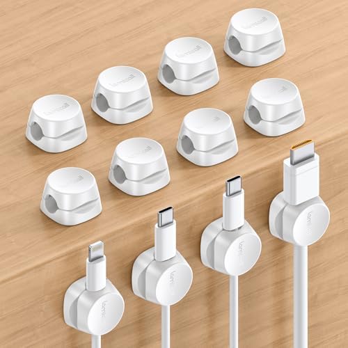 Lamicall 12Pack Spring Cord Organizer, Office Desk Accessories, Cable Clips by Lamicall