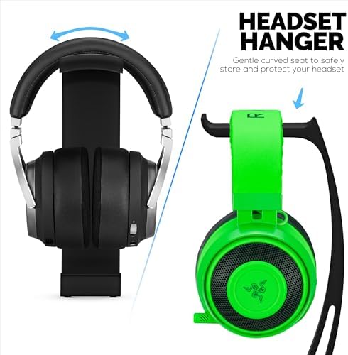 BRAINWAVZ Desktop Headphone Stand - Curved Hanger with Non-Slip Base & Cable Management- Compatible with SteelSeries, Sennheiser, Razer, Bose, Sony & More – (HP037) - Image 5