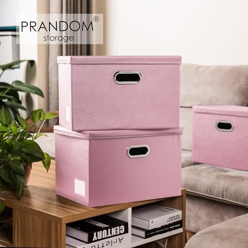 Leather Foldable Storage Bins with Lids,Closet Storage Boxes 40L - Image 2