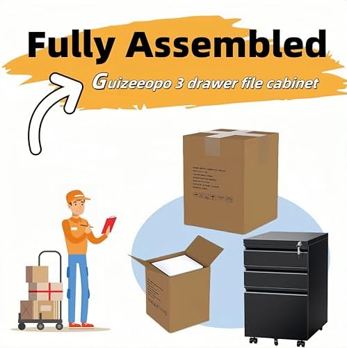 Filing Cabinets for Home Office, Mobile File Cabinet with Lock, 3 Drawer Filing Cabinet for A4/Letter/Legal Size Folder, Fully Assembled Except Casters, Matte Black - Image 3