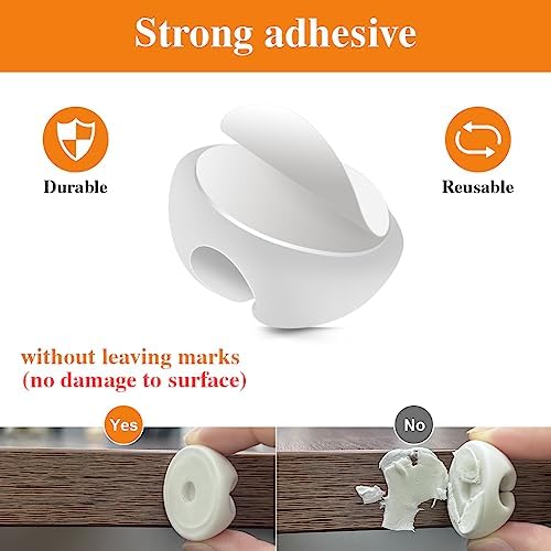 16pcs Cable Clips for Organizing Nightstand Phone Chargers (White) - Image 3