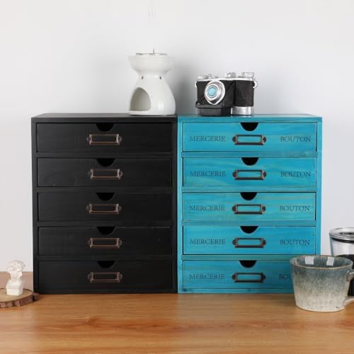 Small Wooden Drawers Wooden Box with Drawer, Black 5 Wood Drawer - Image 7