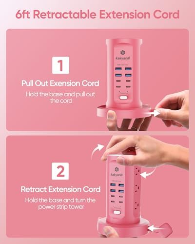 Power Strip Tower, kakyanill Charging Station 9 AC Outlets 8 USB Ports - Image 2