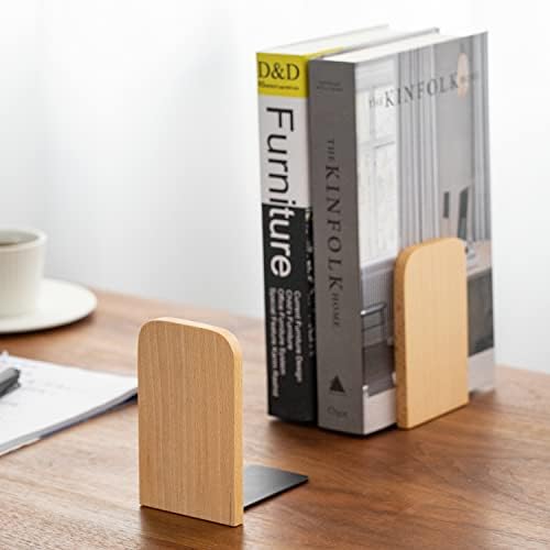 muso wood Beech Book Ends for Shelves, 2 Pairs - Image 2