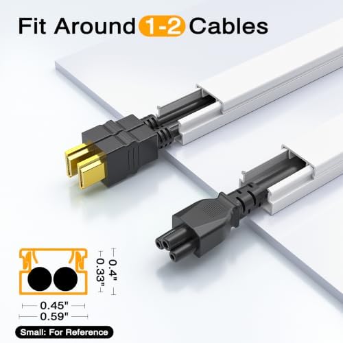 Delamu Cable Hider, 472in Cord Hider Cord Covers for 1 Wire on Wall, Premium Wire Covers for Cords, Cable Cover Organizer, TV Wires Hiders for Wall Mounted Tv, L15.7X W0.55x H0.4in, White - Image 2