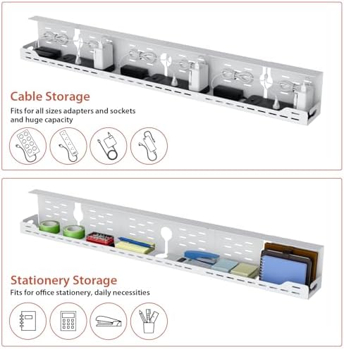 Univivi Under Desk Cable Management Tray, Cable Management, 48 inch, White - Image 4