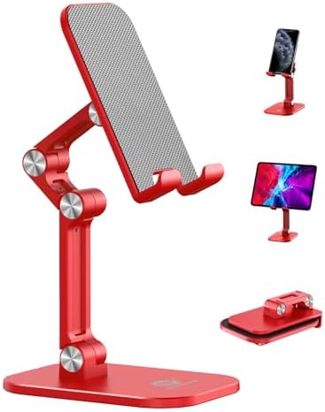 Phone Stand for Desk, Foldable Cell Phone Stand Holder, Red by OCYCLONE