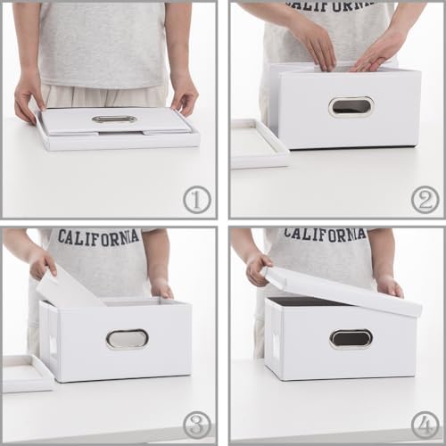 Leather Foldable Storage Boxes with Lids,Closet Storage Bins 15L - Image 4