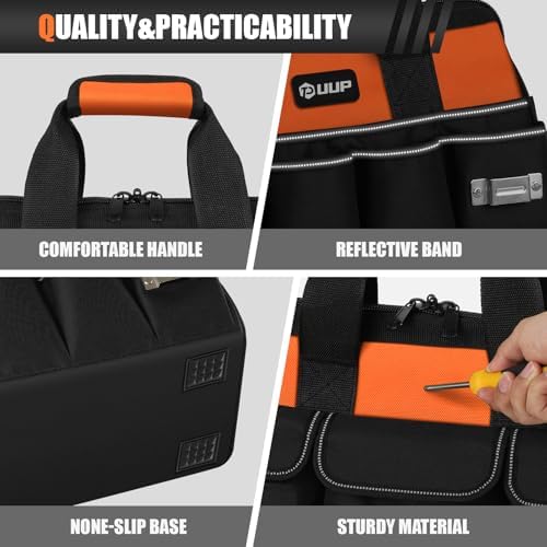 Tool Bag ExtraLarge 20", Heavy Duty Spacious Tool Box Organizer, Orange - Image 5