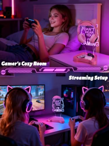 CoolGift Mart Light Up Headphone Stand, Headphones Holder with 16 Color Lights, Gamer Gifts for Girls Women Mom, Gaming Headset Stand with Game Controller Storage Base for Desk Bedroom Gaming Room - Image 4