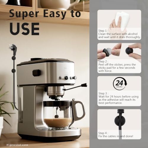 Cable Clips, Phone Cord Holder for Wire Management, Black 9 PCS - Image 6