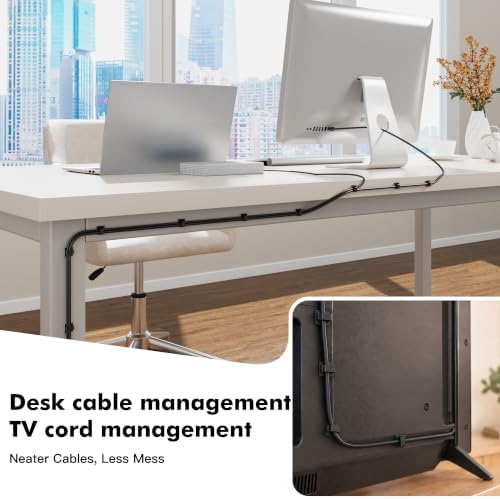 30 Pcs Small Black Adhesive Cable Clips for Cord Management Under Desk Nightstand Phone PC Charger Plug Speaker TV Cord Holder Keeper Hook Wall Wire Organizer Car Dash Cam Ethernet Christmas Light - Image 4