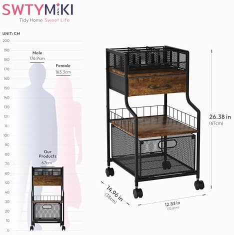 Under Desk Storage Cart- Art Storage Cart with Drawers & DIY Divider - Office Cart Organizer Under Desk Shelf, Craft Rolling Cart for Office, Craft Room & Studio Espresso - Image 3