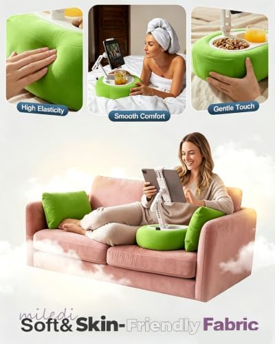 Miledi Tablet Pillow Stand for Bed with 360° Rotating Holder, Green - Image 7