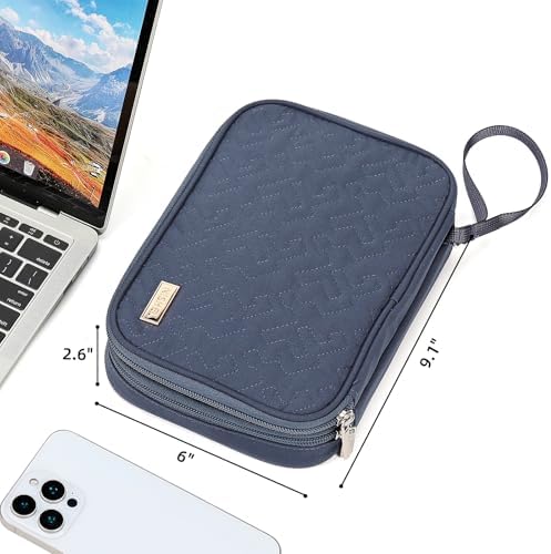 NISHEL Travel Cord Organizer Case, Double Layers Tech Electronic Bag, Essentials for Charger, Cable, Phone, Flash drive, Large, Aegean-Blue - Image 6