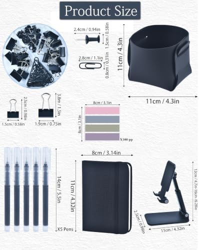 Black Desk Accessories 21-Piece Office Supplies Gift Set - Image 6