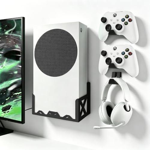 Wall Mount Kit for Xbox Series S,Steel Mount Includes Detachable Controller Holder and Headphone Stand （NOT for Xbox ONE S） by BracNova