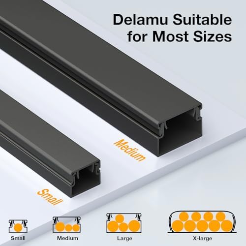 Delamu 56.7in Cord Hider, Cord Covers for 2-3 Wire on Wall, Paintable Cable Hider Wire Covers for Cords, Self-Adhesive Cable Cover Management, Easy Set-up Wires Hiders for TV, W0.95 H0.55in, Black - Image 5