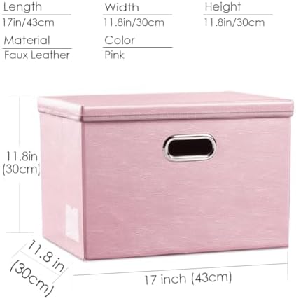 Leather Foldable Storage Bins with Lids,Closet Storage Boxes 40L - Image 5