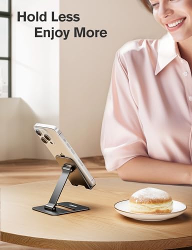 Nulaxy 2 Pcs Aluminum Dual Folding Cell Phone Stand for Desk Black&Rosegold - Image 6