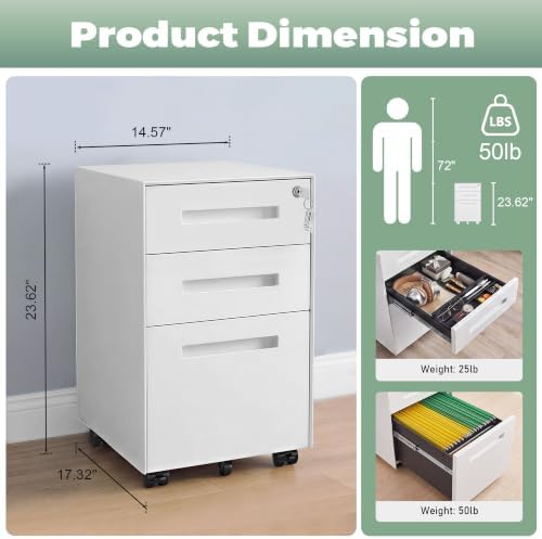 Fully Assembled Home Office Filing Cabinet with Lock - Image 3