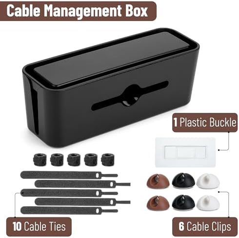 Bates- Cable Management Box, Small, Cable Organizer Box, Cord Organizer Box, Cable Box Organizer, Cord Management Box, Cord Hider Box, Cord Box for Wires on Floor, Power Strip Cover Box Baby Proof - Image 2