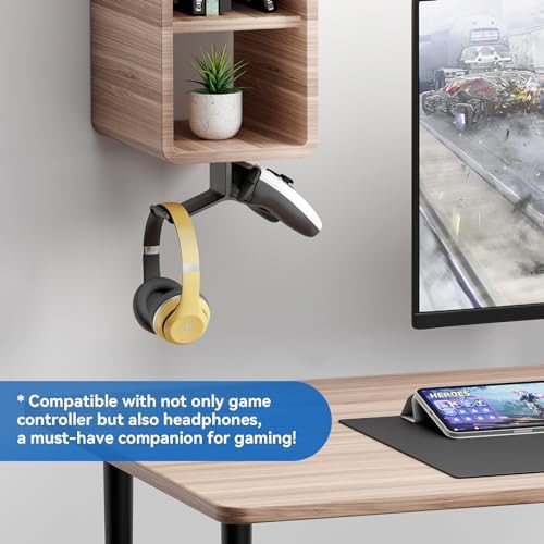 Controller Holder,Headphone Stand Headset and Controller Stand Under Desk Controller Holder with Strong Double Sided Tape Universal Design for Xbox ONE, PS5, PS4, PC - Image 4
