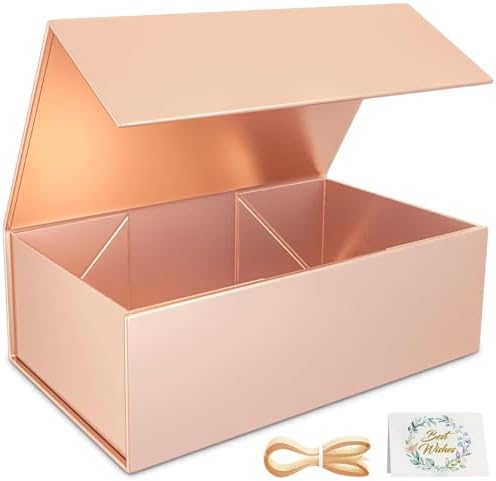 RYDDOY Rose Gold Gift Box, 13.8x9.5x4.3'' Large Gift Boxes with Lids by RYDDOY
