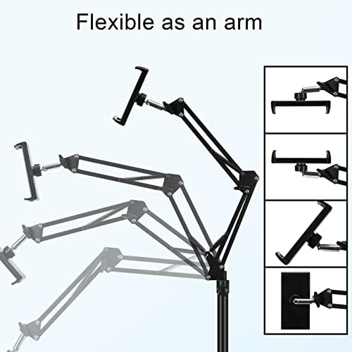Tablet Floor Stand, Adjustable Universal 360-degree Rotatable Metal Tablet Holder, Phone Stand for iPad/iPhoneX/iPad Pro or Other 4.7~12.9 Inch-Screen Devices (Black) - Image 6