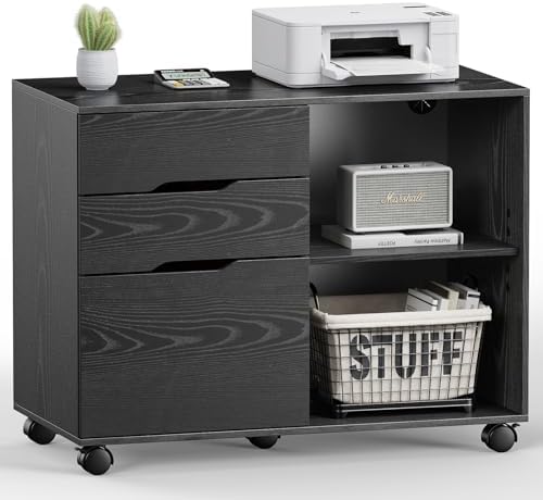 DUMOS 3 Drawer Rolling File Cabinet, Wood Printer Stand with Storage by DumosLifestyle