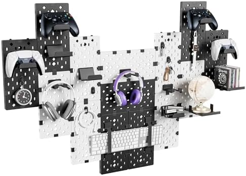 PEGZONE Controller and Headphone Holder Wall Mount, 14pcs, Black & White by Pegzone
