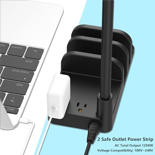KAFRI Headphone and Controller Stand with USB A&C Charger, Desk Gaming Accessories Headset Holder with USB Charging Port and 2 AC Outlets, Switch/Phone Storage Organizer, Gamer Gift for Men Boyfriend - Image 3