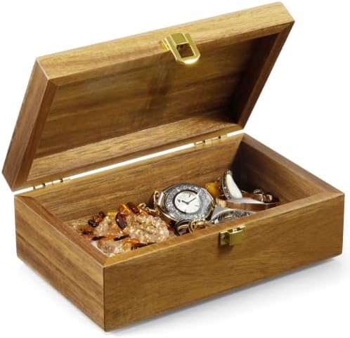DRASTAR Small Decorative Box, Acacia Wood Box,Keepsake Box with Lid, Trinket Gift Box by EnhanceYourDailyLife