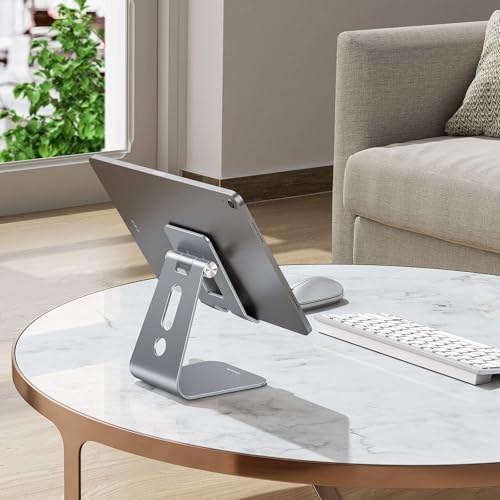 OMOTON T2 Tablet Stand for Desk, Aluminum Holder for iPad Pro/Air,Grey - Image 2