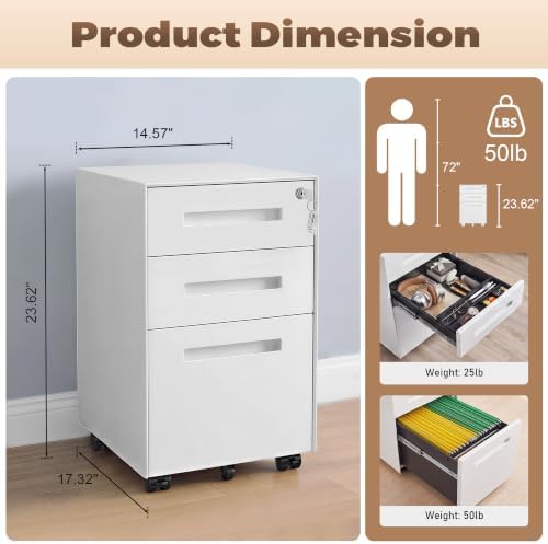 Fully Assembled Home Office Filing Cabinet with Lock - Image 3