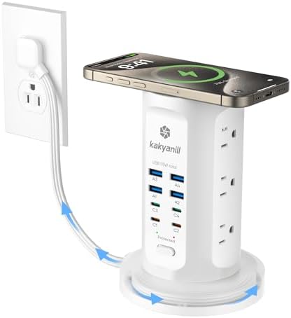 Power Strip Tower, kakyanill PD 65W Charging Station 9 AC Outlets 8 USB by kakyanill