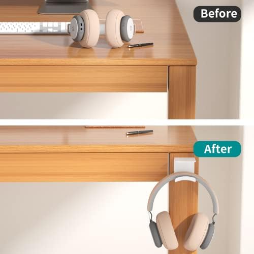 Under Desk Headphone Hanger, Adhesive Hook, White 1 Pack - Image 2