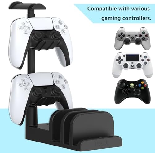 KAFRI Headphone and Controller Stand with USB A&C Charger, Desk Gaming Accessories Headset Holder with USB Charging Port and 2 AC Outlets, Switch/Phone Storage Organizer, Gamer Gift for Men Boyfriend - Image 4