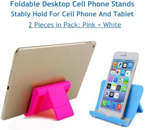 Cell Phone Stand 2 Pack, Desktop Holder for Phones & Tablets (2, Pink+White) - Image 2