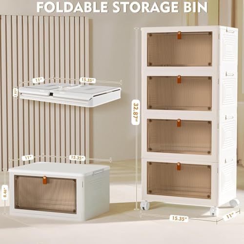 4 Tier Plastic Storage Bins with Lid 23QT, Stackable Storage Bins - Image 2