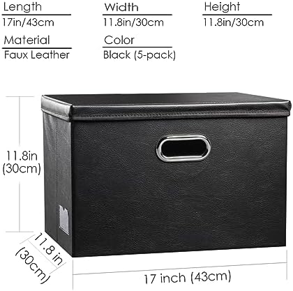 Leather Foldable Storage Bins with Lids,Closet Storage Boxes 40L - Image 5
