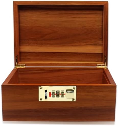 Large Wooden Box Decorative Wooden Storage Box with Combination Lock with Hinged Lid Keepsake Stash Acacia Box Lockable Chest for Keepsakes,Valuables, Accessories, Treasured Items Wood Boxes by WELITTCON