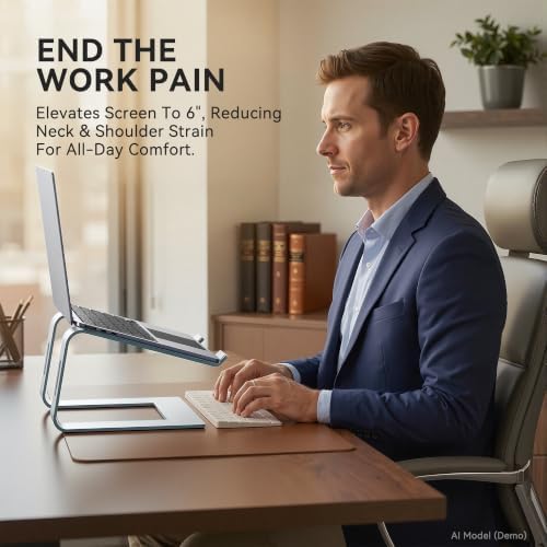 SOUNDANCE Laptop Stand, Aluminum Ergonomic Desk Riser, 10-15.6", Aquamarine - Image 3