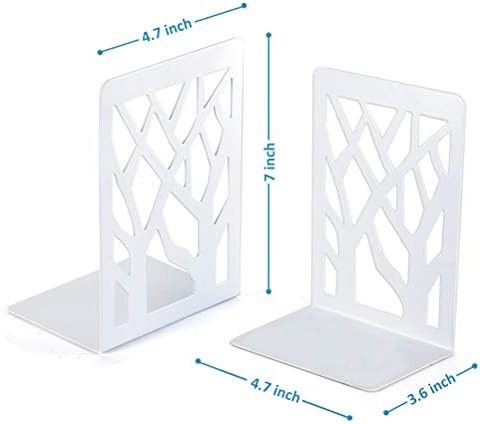 Book Ends, Bookends, Bookends for Shelves, Bookend, Book Ends for Heavy Books, White Metal Book Shelf Holder Home Decorative, Book Stoppers for Shelves, Bookend Supports 2 Pair - Image 4